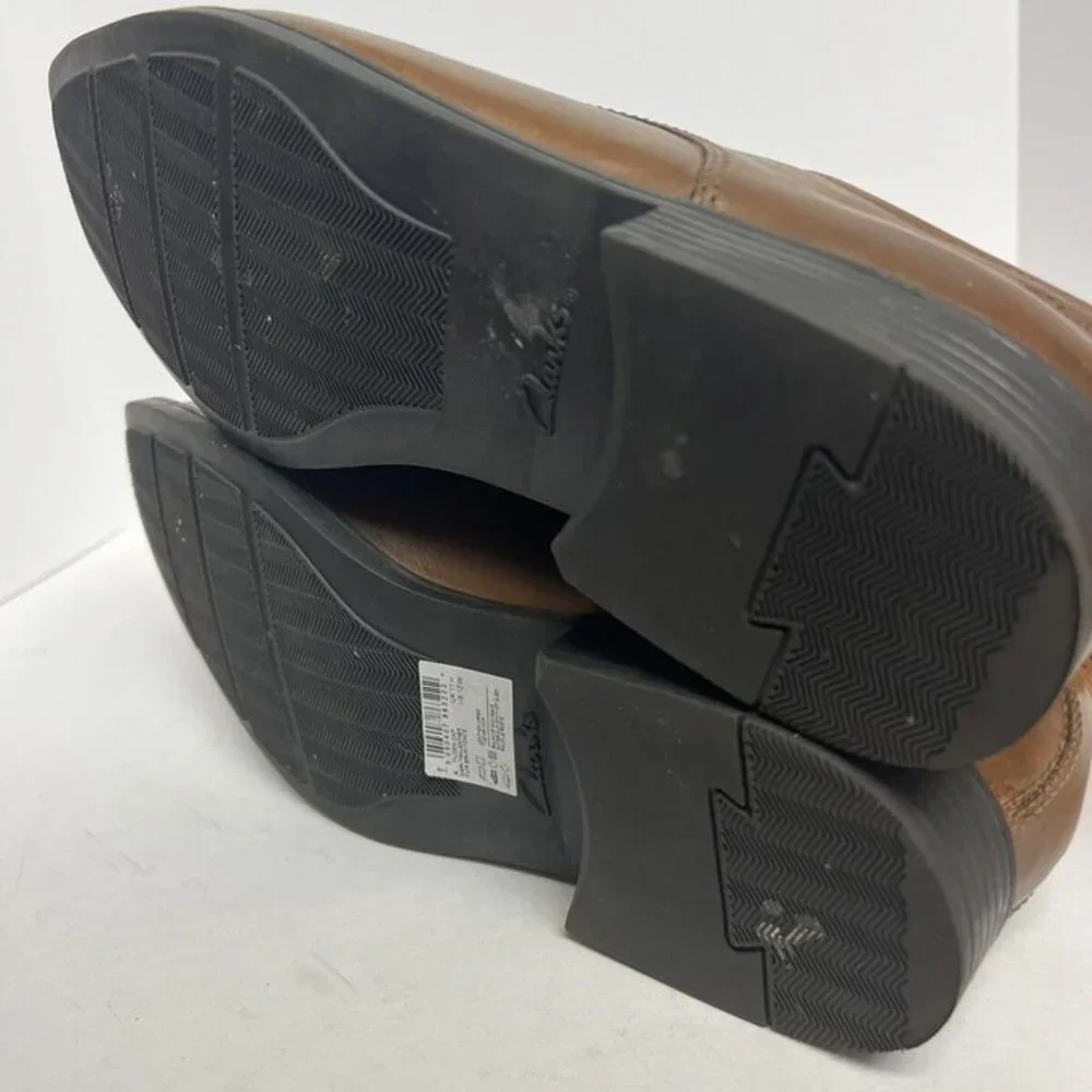 Clarks Mens Tilden Cap Oxford Brown Leather Size 12Wide